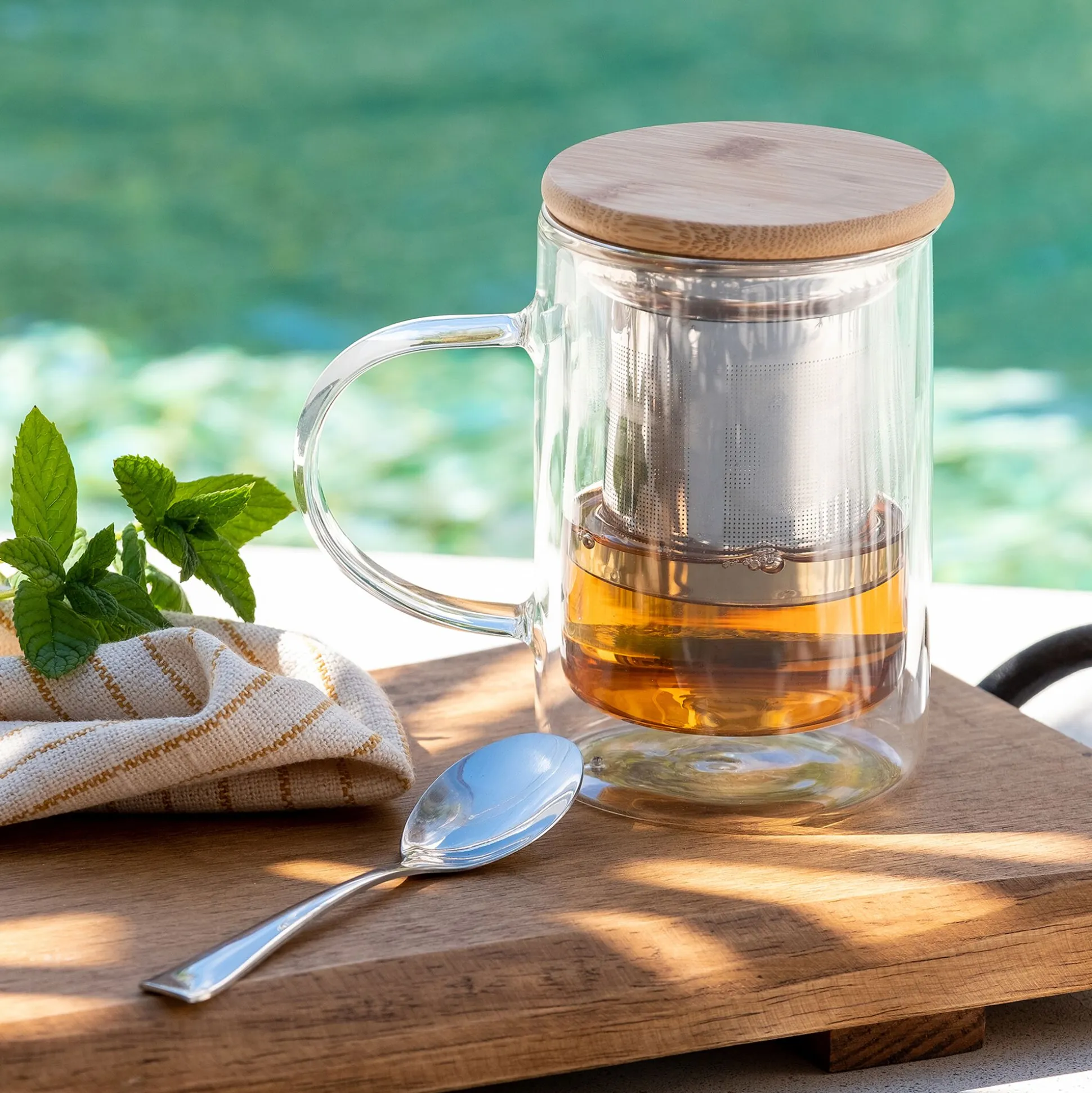 Tisanière double paroi en verre 35cl - transparent