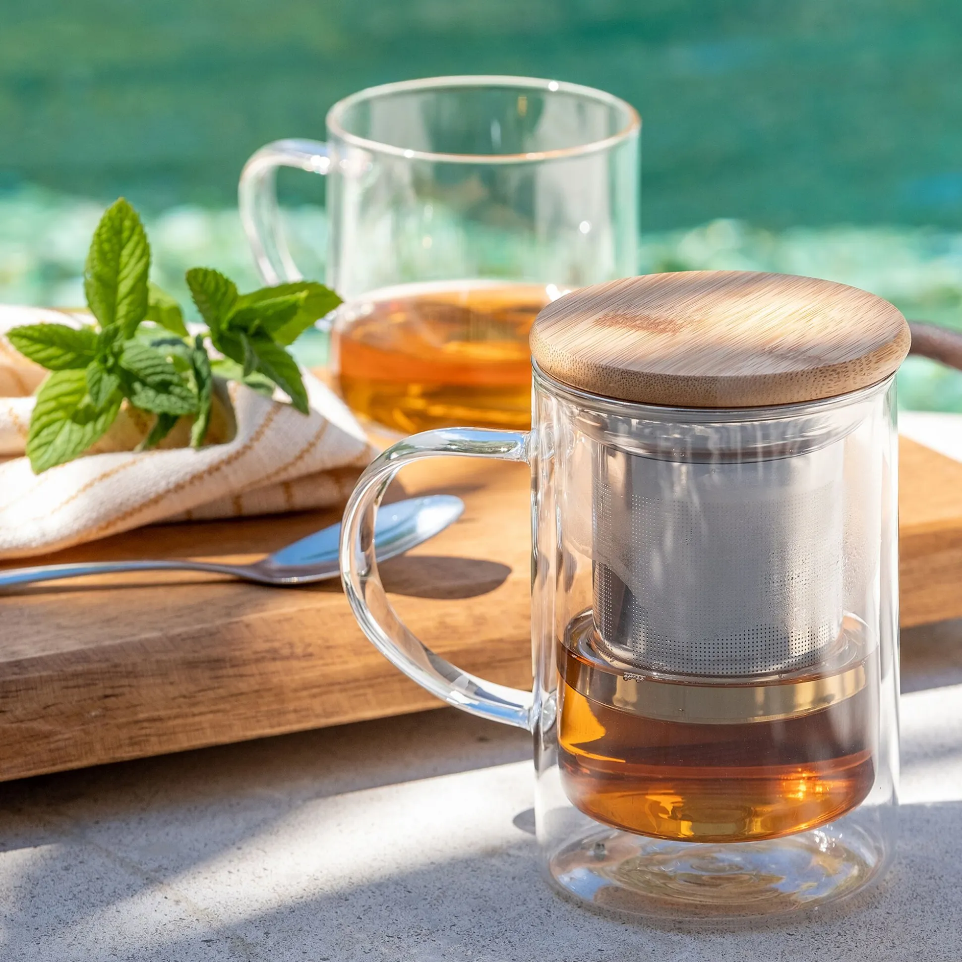 Tisanière double paroi en verre 35cl - transparent