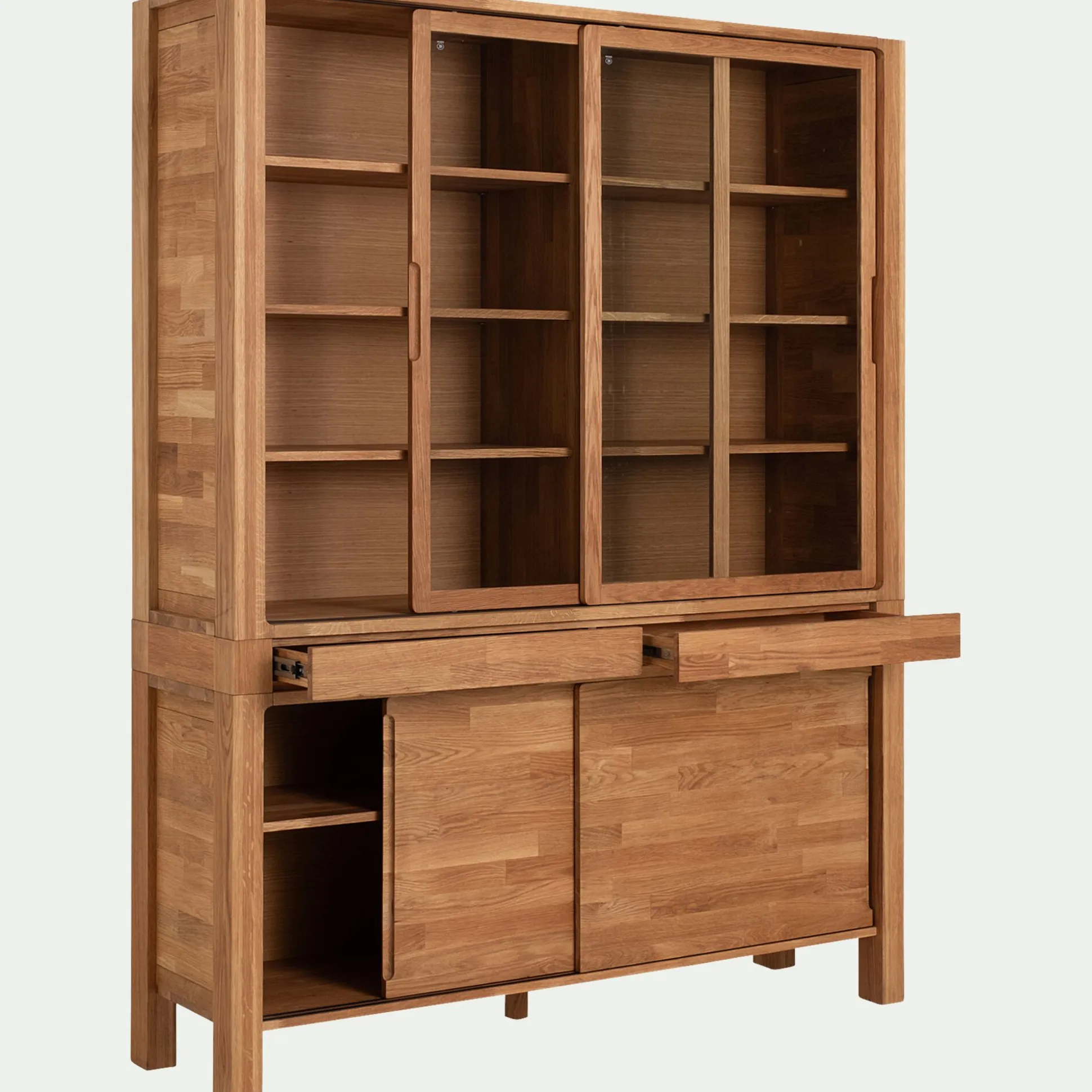 Vaisselier 4 portes en chêne massif L160cm - bois clair