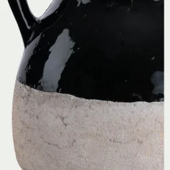 Vase amphore bicolore en grès H25,5cm - noir
