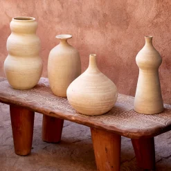 Vase boule en terre cuite H21cm - beige