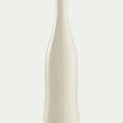 Vase bouteille en faïence H47,5cm - blanc
