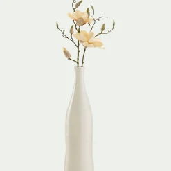 Vase bouteille en faïence H47,5cm - blanc