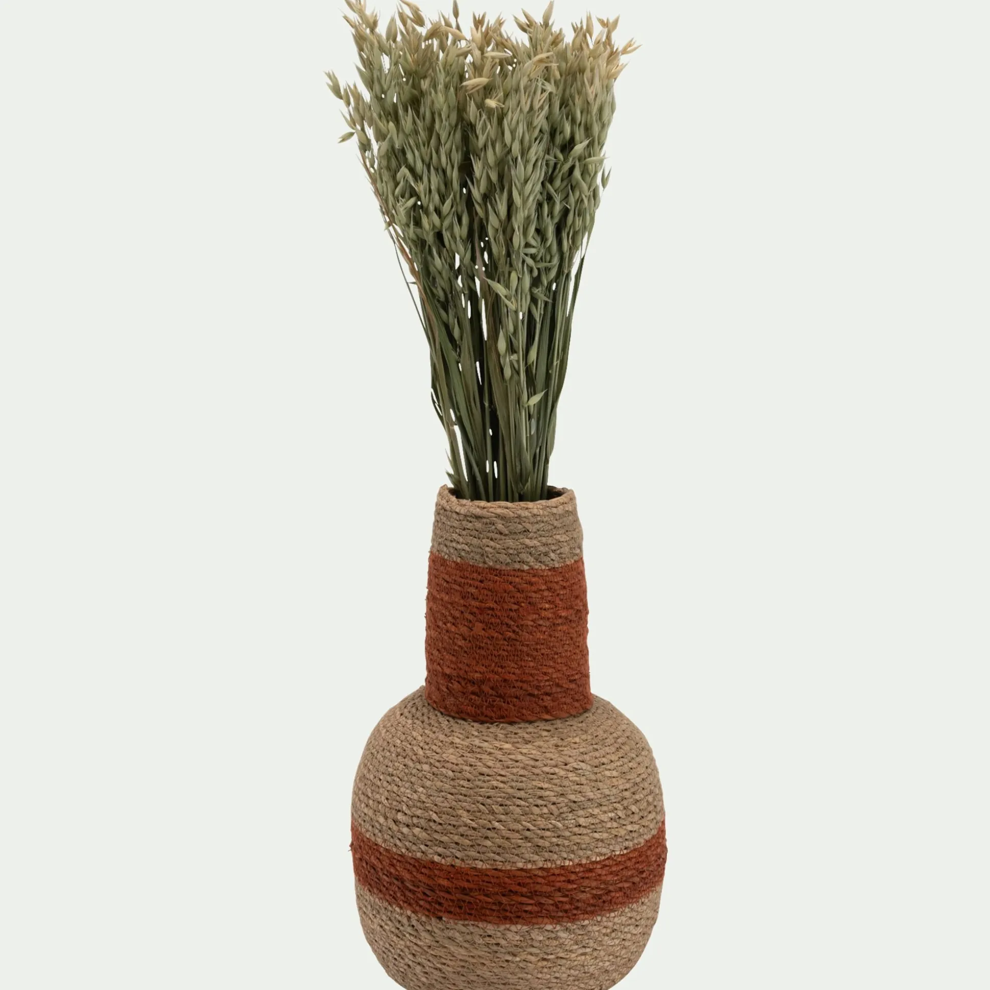 Vase bouteille en jonc de mer H38cm - orange brûlée
