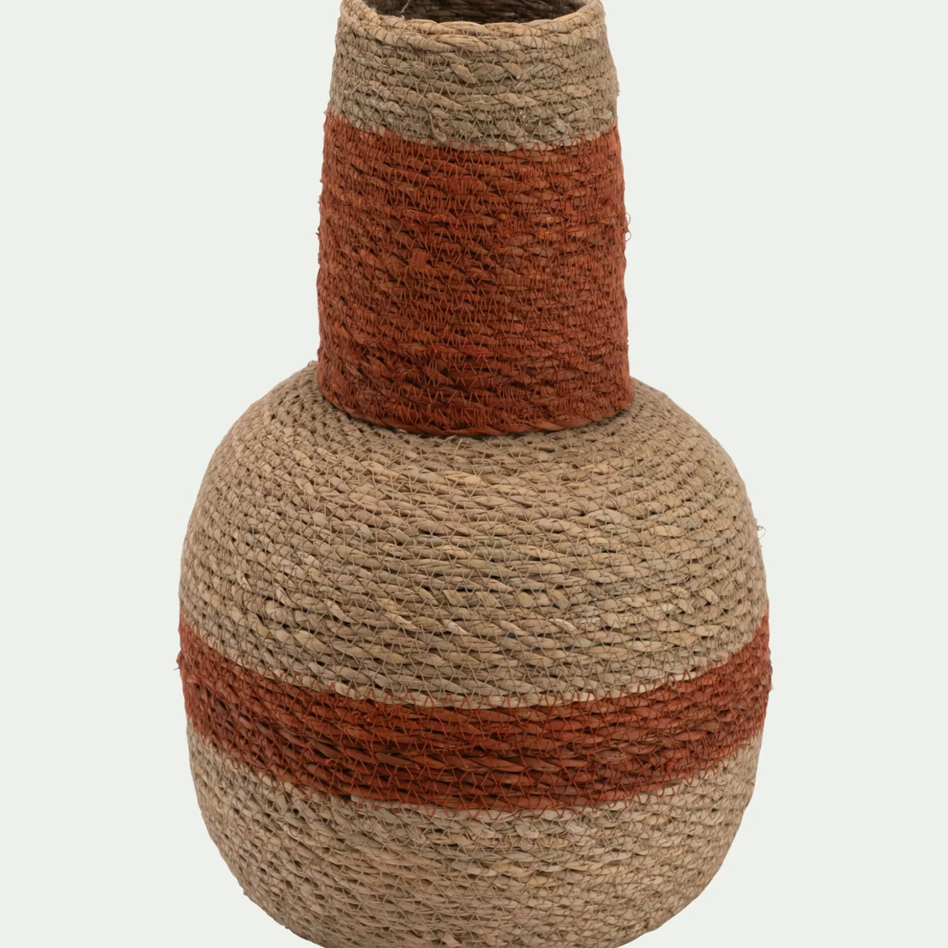 Vase bouteille en jonc de mer H38cm - orange brûlée