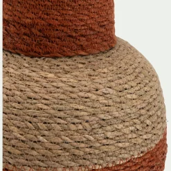 Vase bouteille en jonc de mer H38cm - orange brûlée