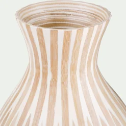 Vase classique en bambou rayé H41cm - blanc