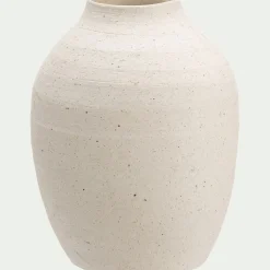 Vase classique en grès moucheté H15cm - blanc