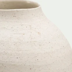 Vase classique en grès moucheté H15cm - blanc