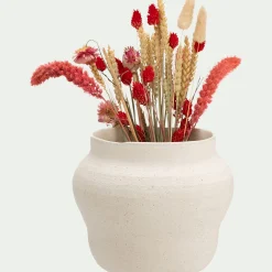 Vase classique en grès moucheté H16cm - blanc