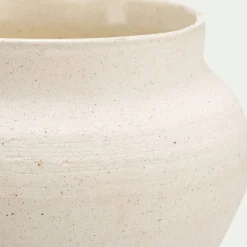 Vase classique en grès moucheté H16cm - blanc