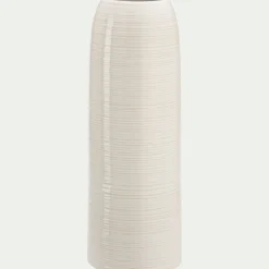 Vase classique en grès strié H25,5cm - blanc