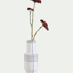 Vase contemporain en céramique à rayures H35cm - blanc