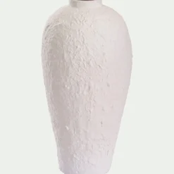 Vase contemporain en céramique texturée H28cm - blanc