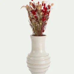 Vase contemporain en terre cuite H38cm - blanc