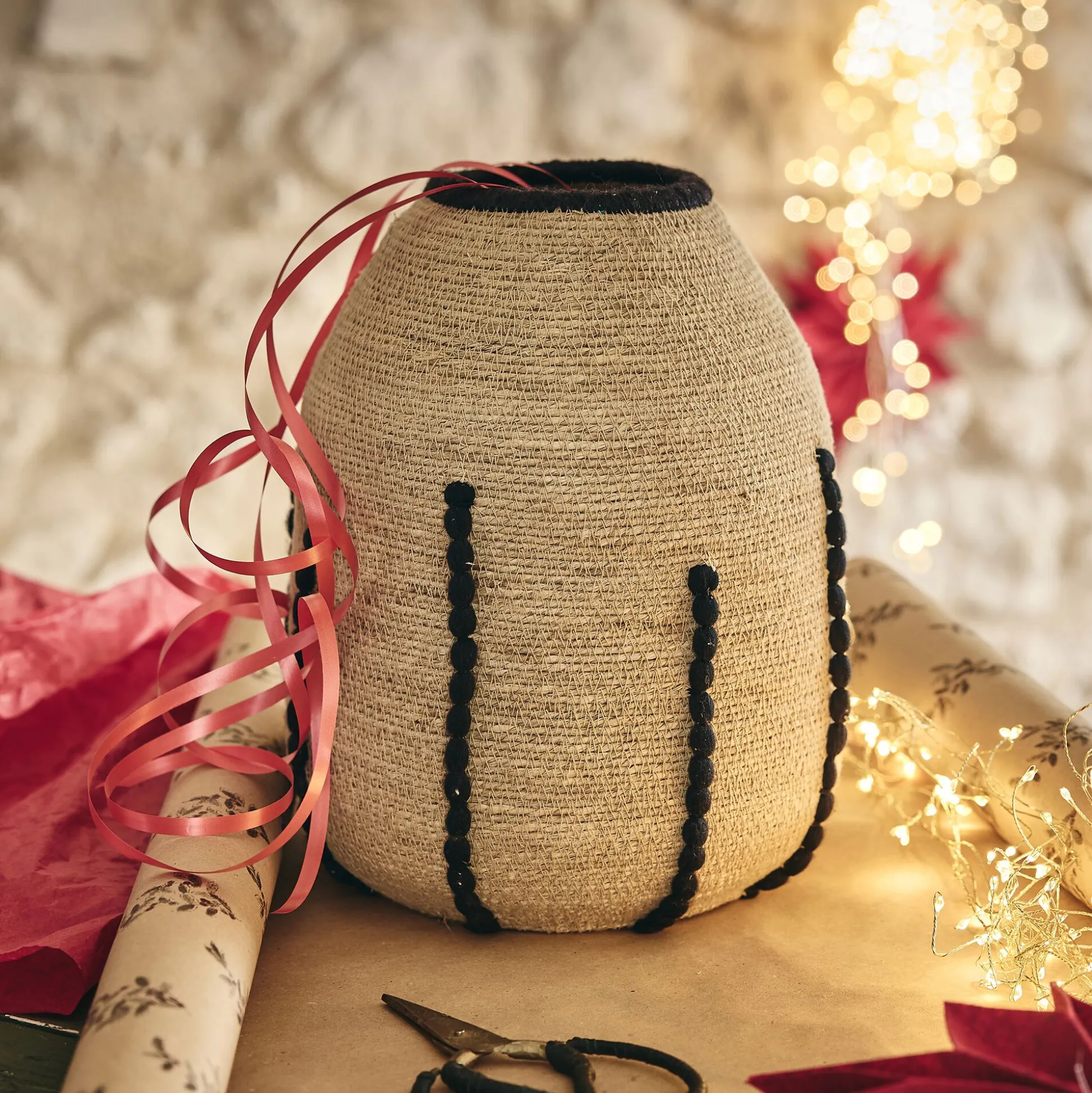 Vase en jonc de mer H30cm - naturel
