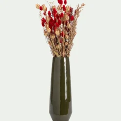 Vase tube en céramique H34,5cm - vert