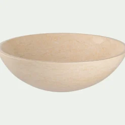 Vasque de salle de bains ronde en pierre de rivière - beige