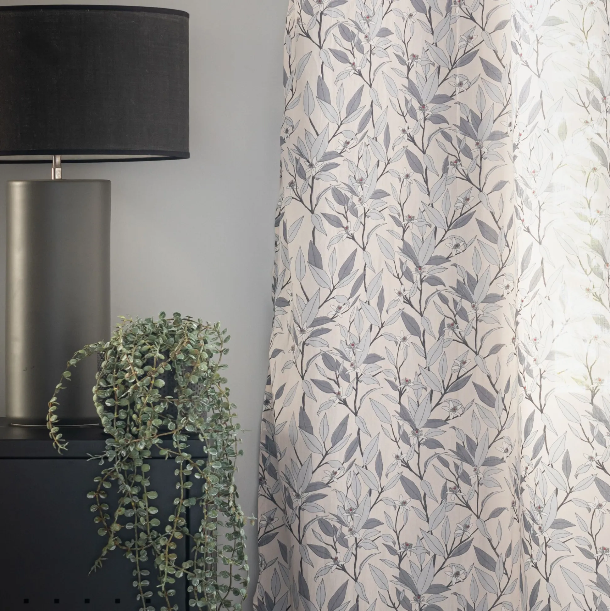 Voilage à œillets en coton motif Oranger 140x250cm - blanc