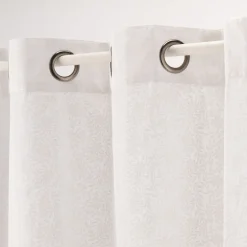 Voilage à œillets en coton motif Jasmin 140x250cm - blanc