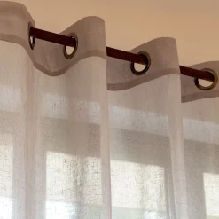 Voilage à œillets en polyester 135x250cm - gris borie