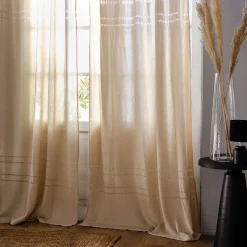 Voilage à nouettes en coton finition ajouré 140x250cm - beige alpilles