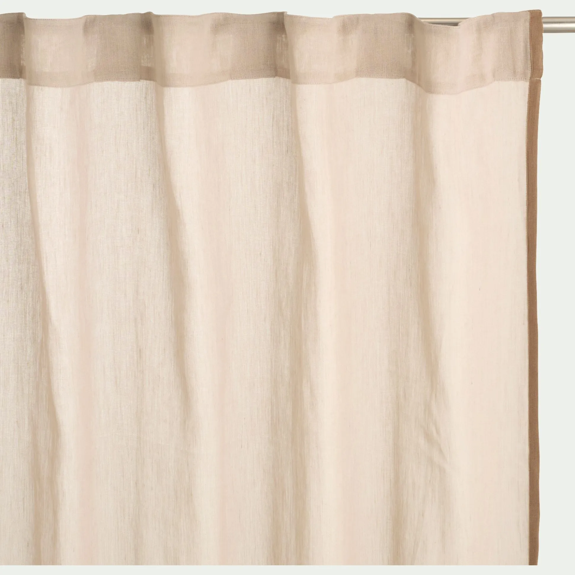 Voilage à passants cachés en lin et coton finition liseré 140x260cm - beige